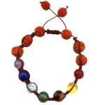 دستبند هفت چاکرا با دانه های رودراگشا (8میل)