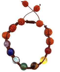 دستبند هفت چاکرا با دانه های رودراگشا (8میل)