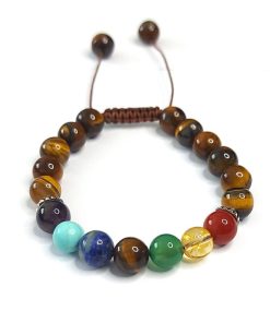 دستبند هفت چاکرا مهره گرد (8میل)